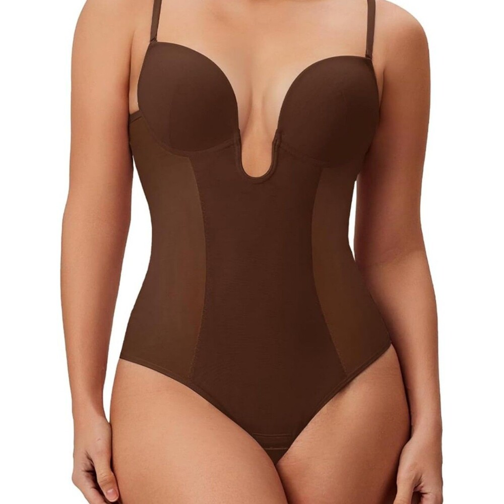 Thong Shapewear Women Tummy Control Low Back U Plunge Backless Body Shaper SizeM